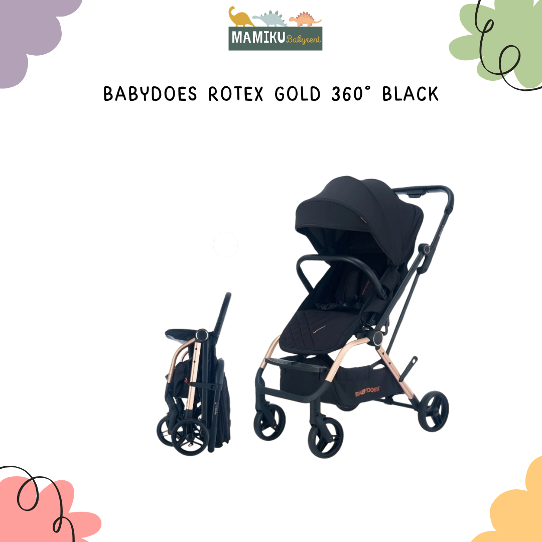 BABYDOES ROTEX GOLD 360° BLACK STROLLER 